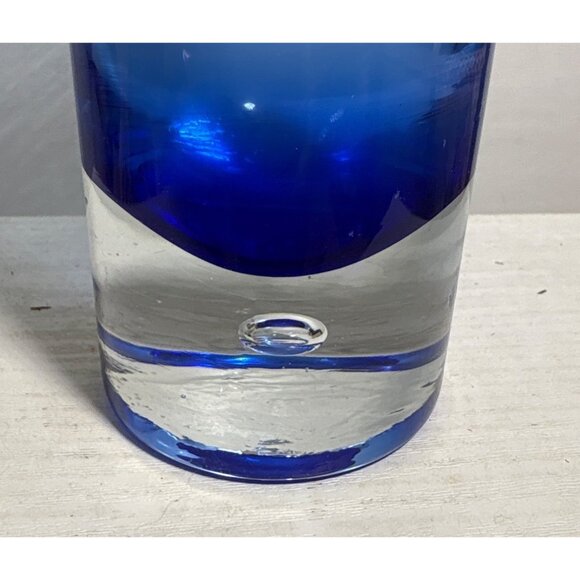 Cobalt Blue Bud Vase Weighted Bottom 8 Inch Tall Tube Vase Gradient Giftware - Picture 3 of 6